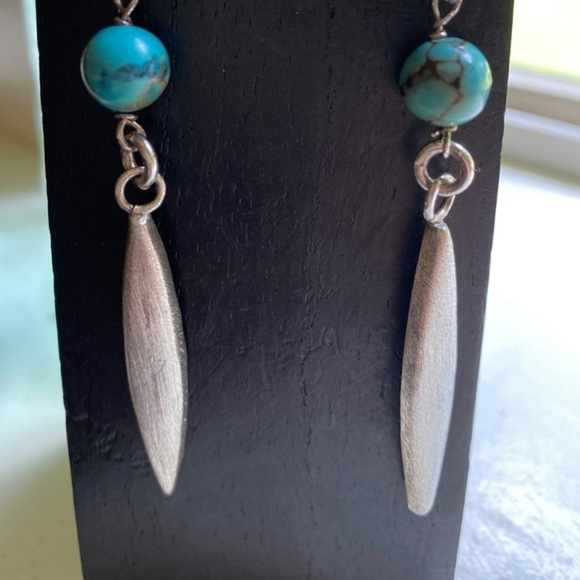 NWT Signed Balaam handmade earrings. Authentic turquoise. 925 Sterling Silver. - Picture 5 of 7